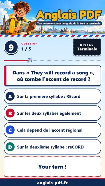 QCM anglais Terminale en vidéo : Accentuation nom et verbe