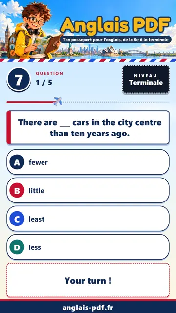 QCM anglais Terminale en vidéo : Fewer et less