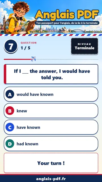 QCM anglais Terminale en vidéo : Conditionnel passé et inversion